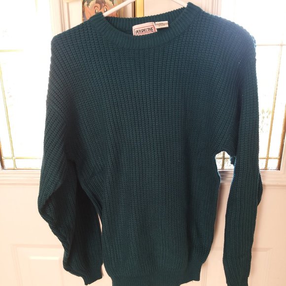 New 2 Tops Unisexe Fisherman sweater knit pullover Green & Blue size L - Picture 3 of 8